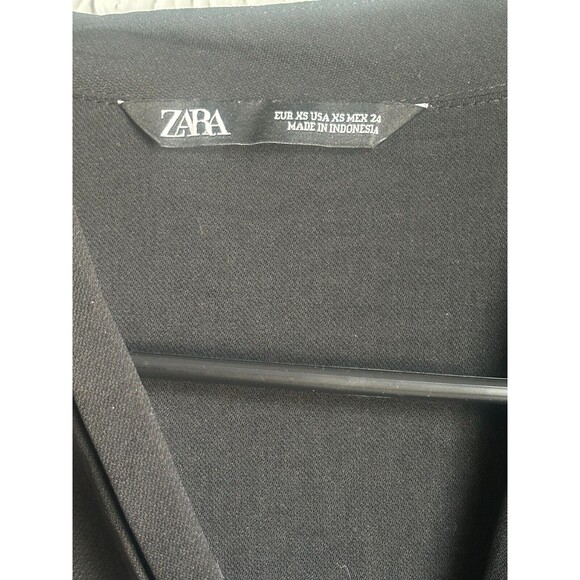 Zara Black Dress Soya Raya Button Down V-neck Midi Dress Short Sleeve Size XS - Picture 3 of 3